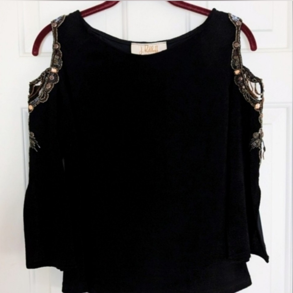 Vintage Joseph Ribkoff Couture "Statement Piece" Top With Jewels & Beading
